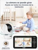 GHB Camara Vigilancia Bebe con 5" HD Vigilabebes con 2 Camaras Duración de Batería 168 Horas de 4000mAh Soporta 4 Cámaras, Pantalla Dividida, 4×Zoom, Comunicación Bidirecciona Escucha Bebe - 7