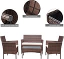 JINPALAY Conjunto Jardin Exterior de Ratán Muebles Jardin Exterior para 4 Personas 4 Piezas Set 2 Sillones,1 Sofá de Doble Asiento y 1 Mesa Conjunto Jardin para Patio Terraza Exterior Marrón - 7