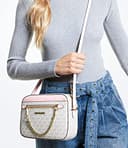 Michael Kors Jet Set East West Chain Crossbody Vanilla MK Powder Blush Pink Bundled with Card Holder in Ballet - 2