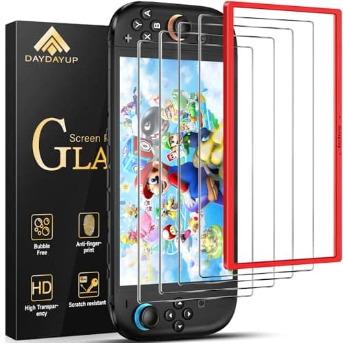 daydayup 4 piezas Protector de Pantalla Compatible con Nintendo Switch 2 con [Marco de alineación] .Cristal Templado Antiarañazos para Switch 2, Película Protectora para Switch 2 (7.9")