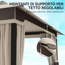 Outsunny Gazebo da Giardino 3x3.6m con Parete, Zanzariera, Gazebo da Esterno con Doppio Tetto, Fori di Drenaggio, Supporti Superiori Regolabili, Struttura Metallo, Giardino Terrazzo Feste Patio, Cachi - 9