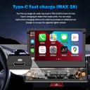 Alondy Radio Coche 1 Din pantalla táctil (7" Retráctil Automáticamente) compatible con [Wireless] Apple CarPlay/Android Auto Bluetooth Radio (FM/RDS) USB (Tipo-C carga rápida de 3A) Cámara de respaldo - 4