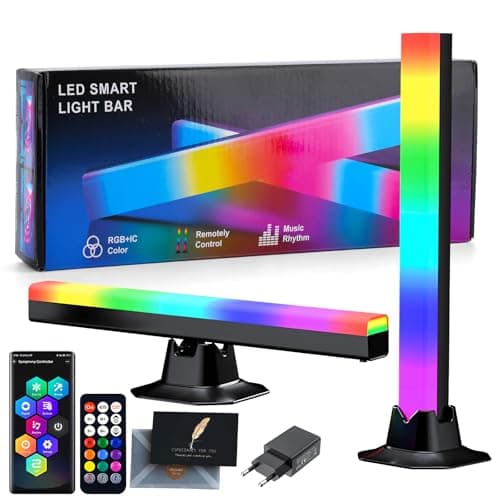 UCAMP Smart Barra de Luz LED RGB Lámpara, 2pcs 32cm Gaming TV Light Bar Kit con Sync de Música, Control por App y Remoto para PC, TV, Sala de Juegos, Copmuter y Deco(con USB Adaptador y Tarjeta)