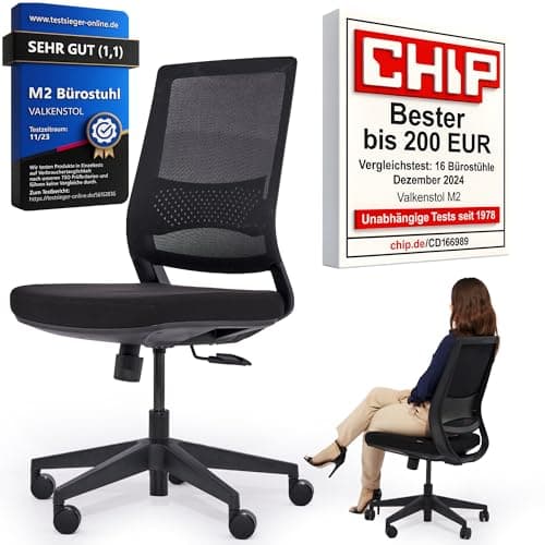 VALKENSTOL M2 Bürostuhl Ergonomisch Testsieger, Einstellbarer für maximale Bewegungsfreiheit, Rückenfreundliche Bürostühle, Lendenwirbelstütze Schreibtischstuhl für Büro und Home Office Chair