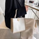 EKKONG Bolsa de Yute, Bolsa Tote para Mujer, Bolsa de Compras, Bolsa de Mano, Bolsa Regalo, Bolsa de Mimbre para Picnic, Viajes, Compras y Playa (A) - 6