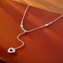 ALEXCRAFT Y Halskette Sterling Silber 925 Ketten für Damen Frauen, Schiebekette Lange Verstellbare Halsketten mit Zirkonia Herz Anhänger Charm Verschiebbar Y Halskette Mode Schmuck Silber Ketten Boho - 7