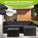 Juskys Polyrattan Lounge Punta Cana M für 3-4 Personen mit 3er Sofa, Sessel, Tisch & Kissen, Sitzgruppe für Garten, Terrasse und Balkon, Gartenmöbel Set wetterfest - schwarz/grau - 3