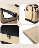 lionto Borsa trasportino per cani pieghevole per viaggi e auto, 90x61x65 cm, box di trasporto stabile con maniglie per gatti e animali fino a 22 kg, scatola in tessuto, beige - 4