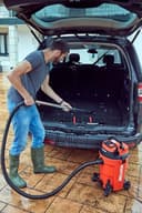 Bellota ASL2500SE - Aspirador con cable para aspirar restos líquidos y sólidos sincronizado, 25L, 2KW, Manguera (32mm Ø) de 2 metros, Tubo extensible metálico (440mm), enchufe sincronizado, con ruedas - 18