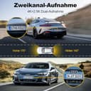 Dashcam Auto Vorne Hinten 4K, 5GHz WiFi Dash Cam mit GPS, 2.0" IPS, 170°Weitwinkel, Dual Auto Kamera mit 24Std Parküberwachung, Super Nachtsicht, WDR, G-Sensor, Loop-Aufnahme, 64GB SD Karte - 2