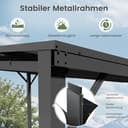 Amopatio Terrassenüberdachung Freistehend 3x3m, Terrassendach mit 6mm Doppelstegplatten aus Polykarbonat, UV-Schutz & Regenfest, Robuste Stahlkonstruktion Pavillon für Garten, Terrasse, Schwarz - 6