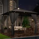 TRIUMPHKEY Pavillon 3x3 Wasserdicht Stabil Winterfest, Garten Pavillion mit seitenwänden, UV-Schutz 50+, Plane Gartenlaube, Metallrahmen Pavillon, Patio Gazebo, Grau - 8