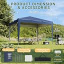 Aoxun Pop Up Gazebo with Sides 3m x 3m, Metal Frame Shelter Tent for Outdoor Garden Party, with Mesh Windows & Carry Bag,Blue - 3