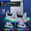 Tolesum Verticale Supporto con Raffreddamento per PS5/PS5 Pro/PS5 Slim,Supporto di Ricarica per Doppio Controller PS5 con USB/Ventola a 3 Livelli/luce RGB per PS5 UHD& Digital /PS5 Slim Disc & Digital - 5
