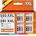 Supply Guy 580XXL 581XXL Cartuchos compatibles con Canon PGI-580 CLI-581 para Pixma TS705 TS705a TS6350 TS6350a TS6351 TS6351a TS6300 TR8550 TS9550 TR7550 Multipack 20 Cartuchos de Tinta 580 581 XXL - 1