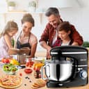 CHeflee Batidora Amasadora Profesional,2000W Amasadora Pan Repostería,6.2 L Bajo Ruido Robot de Cocina Multifunción,Gancho para Masa,Batidor Plano,Protección para Salpicaduras 6 Velocidades Batidora - 8