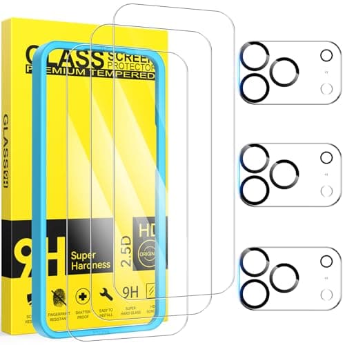 Niphabe 3 Pezzi Vetro Temperato per iPhone 17 pro con 3 Pezzi Protezione Fotocamera,Pellicola Prottetiva Anti Graffio Durezza 9H,Installazione Facile Senza Bolle,HD Chiaro,Ultra Resistente