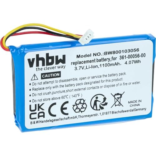 vhbw Akku kompatibel mit Garmin DriveSmart 5, 50 LMT-D, 51 LMT-D EU, 55, 61 LMT-S, 65 GPS Navigation Navi (1100mAh, 3,7V, Li-Ion)