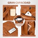 Leathario Mochila Mujer de Cuero PU con Multibolsillos, Mochila Casual y Funcional para Uso Diario, Viajes, Escuela y Universidad Marrón Esmaltado Premium - 5
