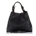 FIRENZE ARTEGIANI Borsa da donna in vera pelle incisa a serpente con tracolla e tracolla Borsa Tote Donna Made in Italy Vera Pelle Italiana 36x29x18 cm, Nero, 33x29x17 cm - 1