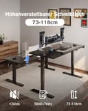 Devoko Electric Standing Desk, 180 x 80 cm, Height Adjustable Sit Stand Desk with Memory Smart Pannel, Home Office Desk with Hook, Black - 5