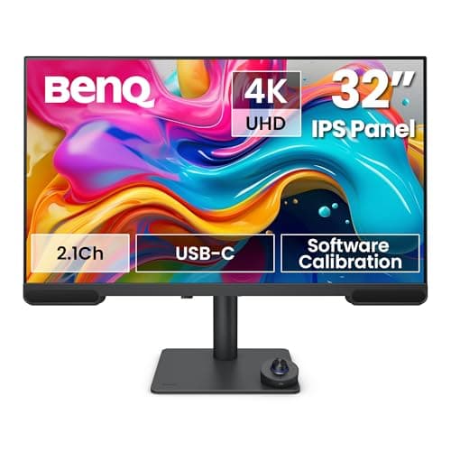 BenQ PV3200U 32" 4K UHD Monitor per video editing, 95% DCI-P3, 100% Rec.709/sRGB, audio 2.1, USB-C 65W, compatibile Mac, calibrazione in fabbrica e software, supporto ergonomico