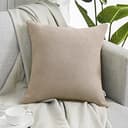 Topfinel Juego 2 Fundas Cojines Cama Sofas de Chenilla Algodón Lino Duradero Almohadas Decorativa de Color sólido para Sala de Estar, sofás, Camas, sillas Dormitorio Jardín Coche 45x45cm Caqui - 6