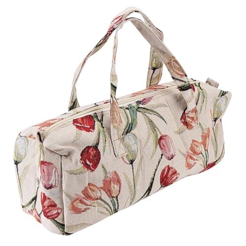 UPALDHOU Borsa in Canapa in Tessuto con Motivi Floreali Fatta a Mano, Trucco Morbido, Organizer Multiuso per Viaggi e Casa (jacquard rosa)