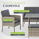 Juskys set di mobili da giardino Turin da 6 pezzi - Per 7 persone - Mobili da esterno con poltrone, sgabelli, tavolino e cuscini - Grigio - 5