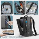 HEROIC KNIGHT Zaino per Computer Portatili da Uomo Zaini per PC portatili da 17,3 pollici, con porta USB antifurto Grande Capacità Resistente all'Acqua per lavoro Quotidiano Viaggio Università-Nero - 3