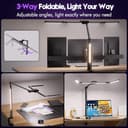 Quntis Lámpara de Escritorio LED con Sensor de Radar, 82,5cm Doble control, 3 Fuente de Luz con Retroiluminación, Atenuación Continua y Temporizador, Flexo Led escritorio para Oficina, Estudio - 6