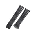 ROUHO 22mm Atmungsaktives Echtleder Uhrenarmband Schweißfestes Ersatz Uhr Band für Tag Heuer Carrera Heritage Chronograph 6-Schwarz + Schwarz - 1
