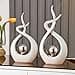 Estatua de Cerámica, Escultura Modernos, Escultura de Arte Abstracta, Objetos Decoraciones, Decoración Moderna de Salas de Estar Restaurantes Escritorio / Estante (Blanco Plata, Pequeño) - 6
