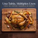 Deer & Oak Tabla de cortar XXL de bambú carbonizado 38 x 25 x 2 cm, tabla de madera preaceitada para cortar carne, pescado, verduras, frutas, queso y pan - 2