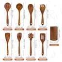 comfoyar Set de Utensilios de Cocina de Madera de Teca, 9 Piezas Cucharas de Madera para Cocinar con Espátulas y Soporte, Resistencia al Calor Accesorios de Cocina para Ollas Antiadherentes - 2