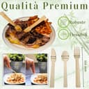 Senza sapore legnoso. 300 Posate XL in bambù ecologico. Coltello+Forchetta+Cucchiaio. Picnic, barbecue, festa, compleanno @Claudi Home - 4