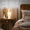 BRILONER - Tischlampe mit Stoffschirm, Kabelschalter, Keramikfuß, Lampe, Nachttischlampe, Tischleuchte, Dekolampe Flur, Bürolampe, Leselampe, Wohnzimmer, Schlafzimmer, 15x28 cm (DxH), Weiß - 4