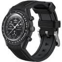 REBANDACE Strap for Omega x Swatch MoonSwatch Watch 20mm,No Gap Soft Silicone Omega X Swatch Moonswatch Speedmaster Replacement Strap,Curved Moonswatch Swatch strap for Men Women (Black white line) - 1