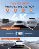 70mai Dash Cam A810S, 4K+1080P Telecamera Auto Fronte e Retro con SD 128GB, Starvis 2 HDR, GPS Integrato, Sorveglianza Parcheggio 24h AI, Visione Notturna, ADAS, WiFi & App, Supporta 512GB - 2