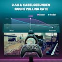 ECHTPower PC Wireless Controller, 1000Hz Gaming-Controller mit RGB/Hall-Joystick/Turbo/Vibration/800mAh Wiederaufladbare Batterie, Wireless-Controller für PC/Switch 2/Switch/Steam - 7