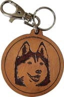 Etabeta Artigiano Toscano – Portachiavi Cane Inciso in Vero Cuoio, Fatto a Mano in Italia (Husky) - 1