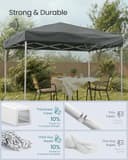 SONGMICS Gazebo 3m x 3m, Pop Up Gazebo, UPF 50+ UV Protection, Drizzle-Resistant Folding Canopy Tent, Portable Outdoor Shade Tent with Carry Bag, for Garden, Patio, Market, Dark Grey GCT102GZ01 - 3