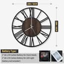 Maxstar Reloj de Pared 50CM para Salón a Pilas, Silencioso Sin Tic-TAC, Estilo Madera Metal, LED Moderno Dormitorio/Oficina (Números Romanos, Negro-20) - 2