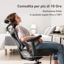 SIHOO Doro C300 Sedia Ufficio Ergonomica con Braccioli Ultra Morbidi in 3D, Supporto Lombare Dinamico per Sedia scrivania a Casa, Sedia da Scrivania con Schienale Regolabile,2 confezioni(Nero) - 9