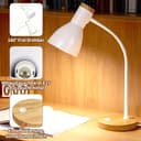 Schreibtischlampe Holz Weiß – Verstellbare Tischlampe mit flexiblem Arm & stabilem Holzfuß – Ideal als Nachttischlampe, Leselampe oder Deko-Licht für Schlafzimmer, Wohnzimmer & Büro (White, 1 Pack) - 5
