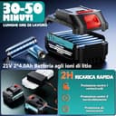 Olubfdh 21V Soffiatore a Batteria 255Km/h 1070m³/h, Max 38000RPM, 3 Velocità con 2 batterie 4000 mAh e caricabatterie Display LCD per Foglie Giardino, Trucioli Legno, Pulizia del Cortil (Blu) - 5