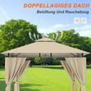 Devoko Garden Pavillon 3x3 Wasserdicht Stabil Winterfest Deluxe Gazebo, UV-Schutz 50+ Doppellagiges Grilpavillons mit seitenwänden für 4-8 Personen, Partyzelt für Freizeit, Partys, Beige - 6