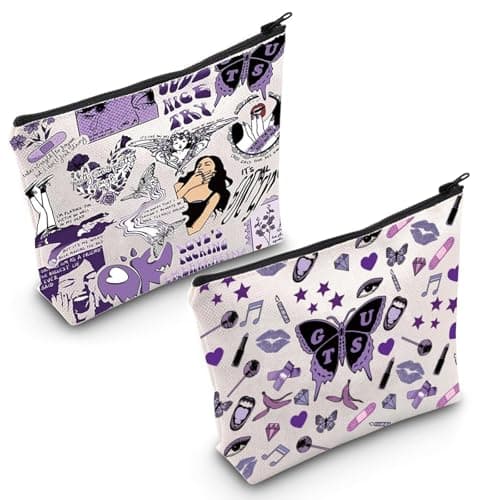 BDSHUNBF 2PCS Trousse per Trucchi, Makeup Bag, Borsa Cosmetica, Bolsa de Cosméticos, Borsa Trucco da Viaggio, Singer Music Album Zipper Pouch Bag