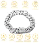 HALUKAKAH Diamante Catena Cubana per Donna Ragazza,13.5MM Oro Bianco Platino Braccialetto 18cm,Pieno Cz Diamante Punte Set,con Confezione Regalo Gratuita - 3