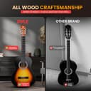 Pyle Chitarra Acustica ¾ per Principianti, Chitarra Corpo in Legno Massello 91 cm, Guitar Kit Completo con Plettri, Tracolla, Custodia, Panno e App Accordatore, Sunburst a Forma di Goccia - 4